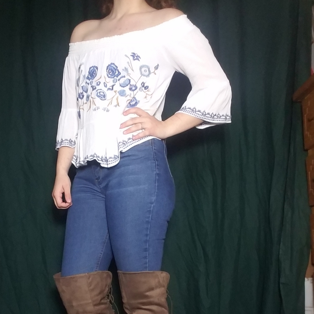 SOLD BOHO off the shoulder top xs